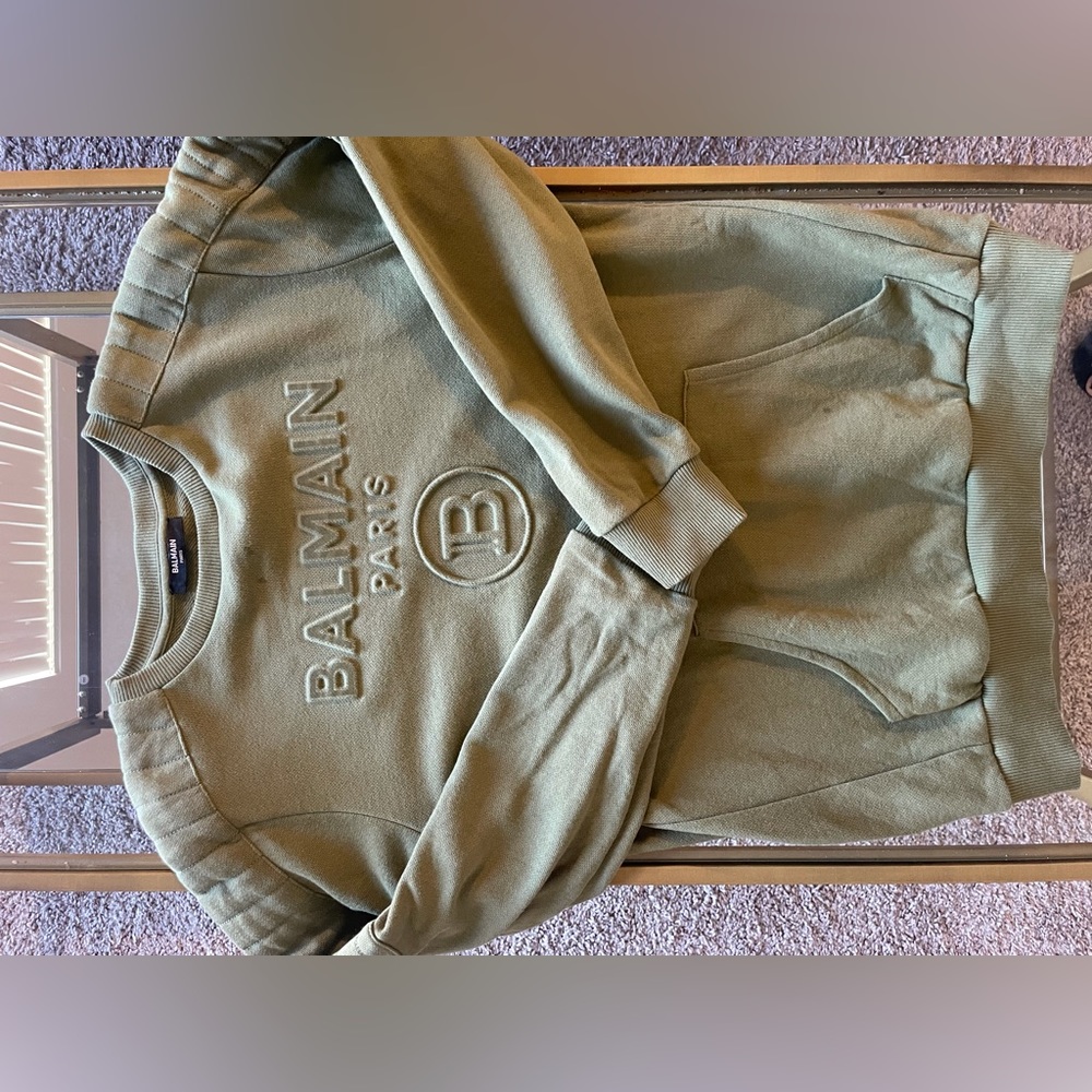 Balmain kids sweatshirt excellent condition olive green